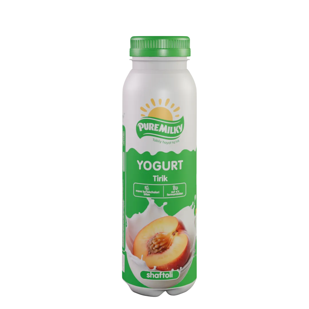 Yogurti. Shaftoli mevali to'ldirgich bilan 2,5%